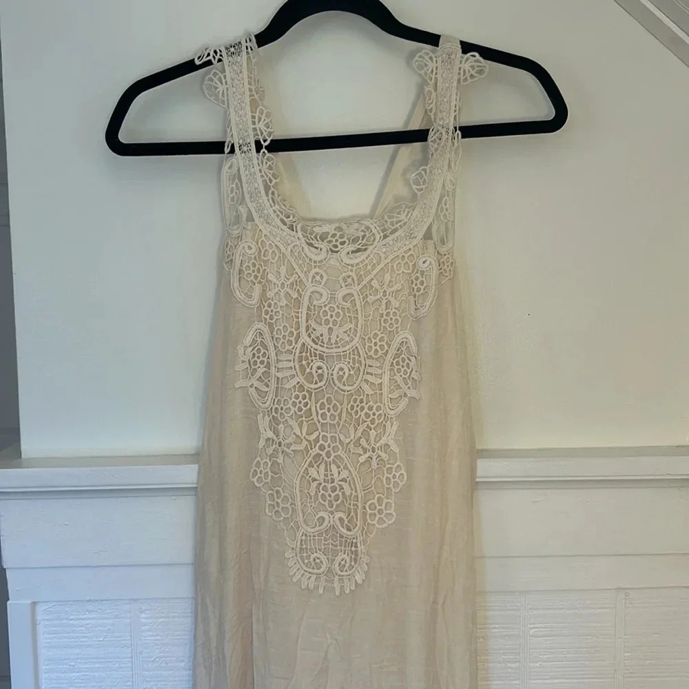 Pink Blush NWT Cream Boho Maternity Elopement/ Casual Wedding Maxi Dress , Small - Picture 3 of 11